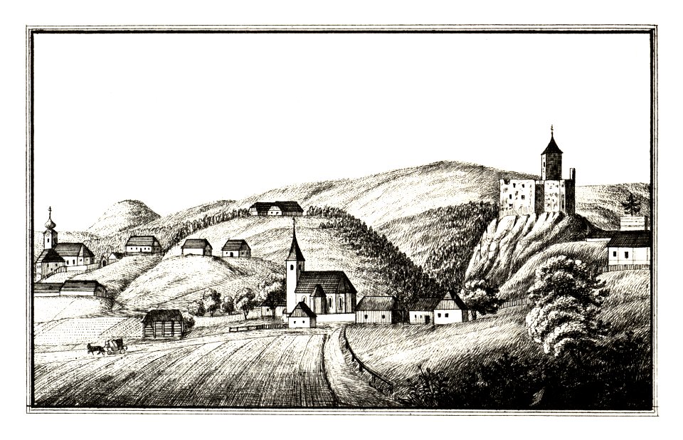 268 Ansicht der alten Veste Schallegg im Schallthale, gez. J. E. Ganser Acad - J.F.Kaiser Lithografirte Ansichten der Steiermark 1830