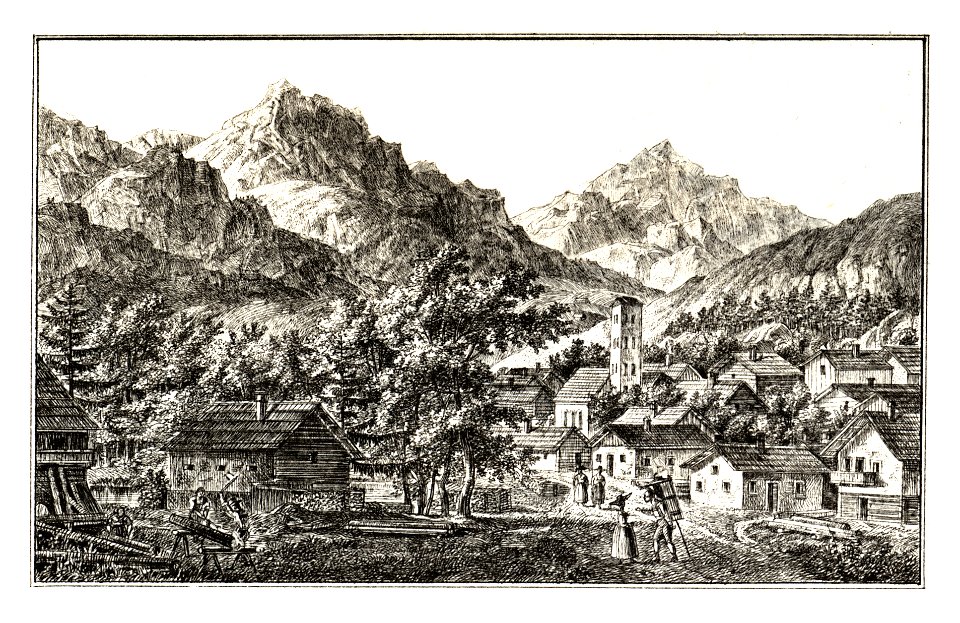 269 Markt Schladming, lith. v. Folwarczni - J.F.Kaiser Lithografirte Ansichten der Steiermark 1830
