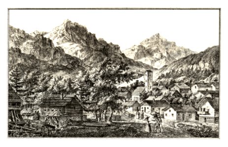 269 Markt Schladming, lith. v. Folwarczni - J.F.Kaiser Lithografirte Ansichten der Steiermark 1830