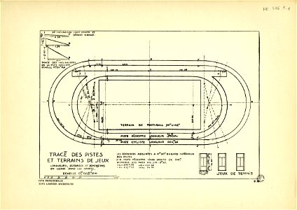 29. Tracé des pistes d'entraînement et des terrains de jeux; échelle 0m002 p. m