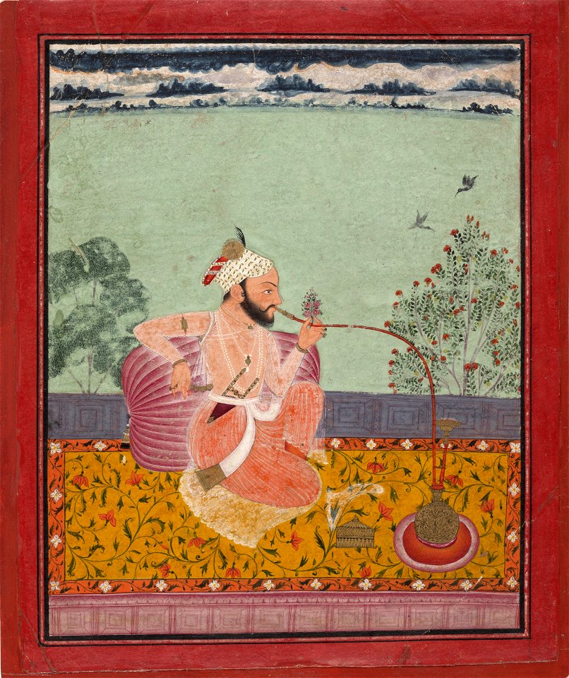 2b A Raja Smoking a Hookah. Kota, 1690-1710, Metmuseum