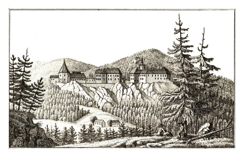 293 Burg Strechau, Lassing, gez. Hofrichter - J.F.Kaiser Lithografirte Ansichten der Steiermark 1830