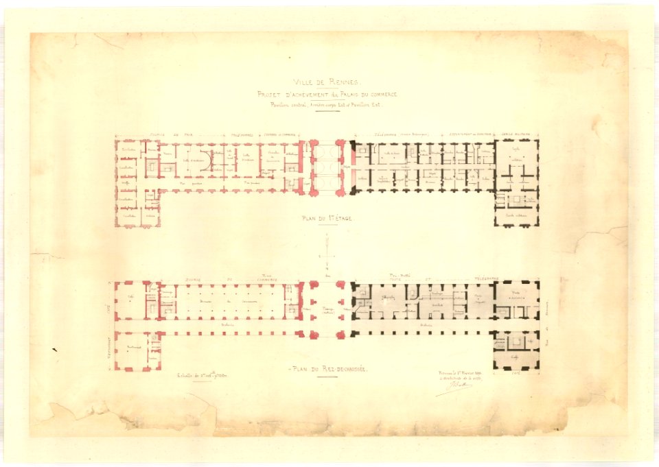 2fi561 Plan du palais du commerce à Rennes