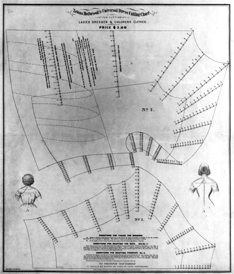 3 tailor's cutting charts for dresses)- Zebina Holbrook's Universal Dress Cutting Chart LCCN2007677159