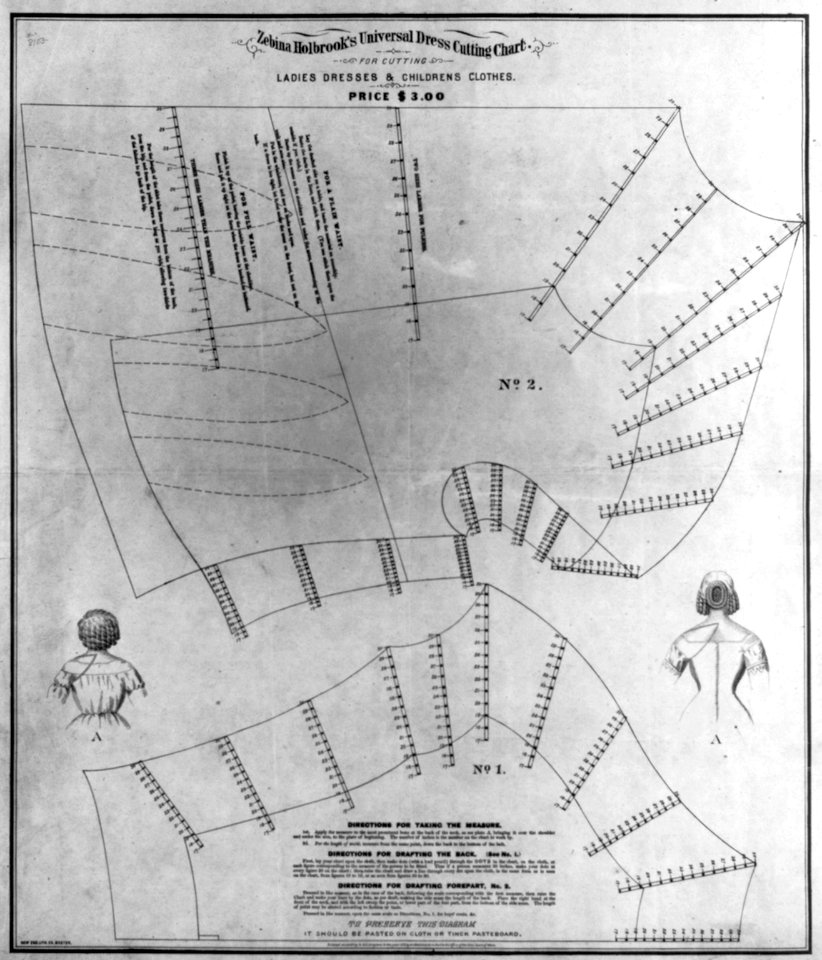 3 tailor's cutting charts for dresses)- Zebina Holbrook's Universal Dress Cutting Chart LCCN2007677159