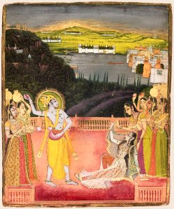 3 Nichal Chand (attr) Krishna Celebrates Holi with Radha and the Gopis 1750-60 Boston MFA. Free illustration for personal and commercial use.