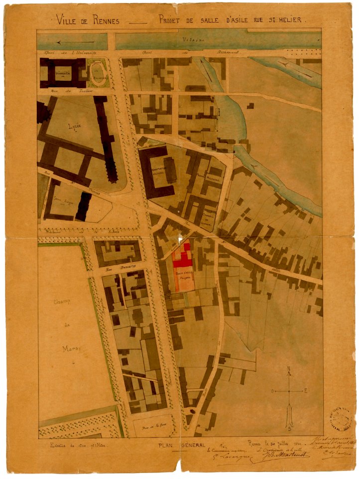 2fi1090 Plan de Rennes avec projet de crèche Saint-Hélier
