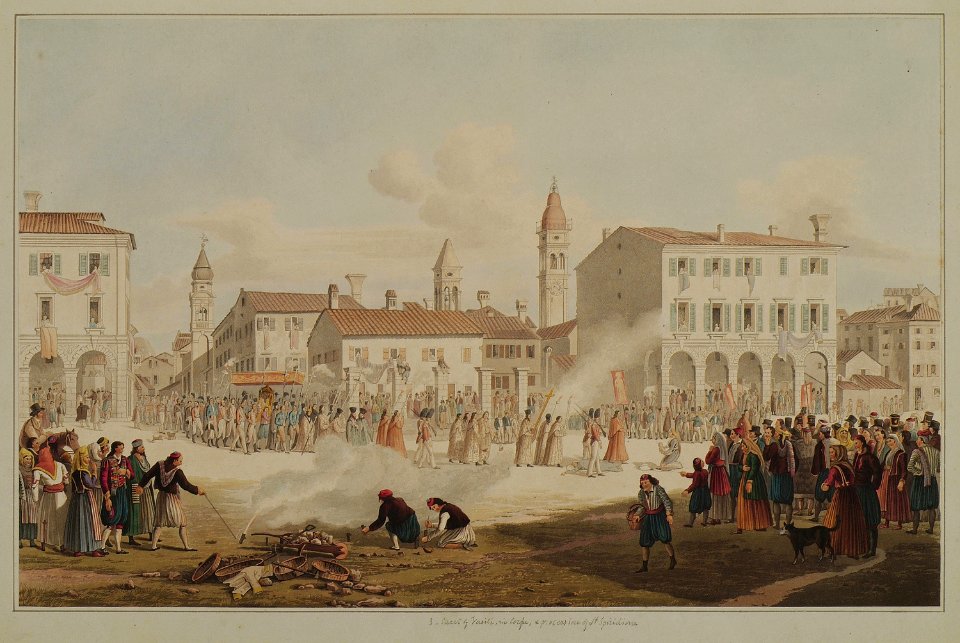 3 Street of Vasili, in Corfu, a procession of St Spiridione - Cartwright Joseph - 1821
