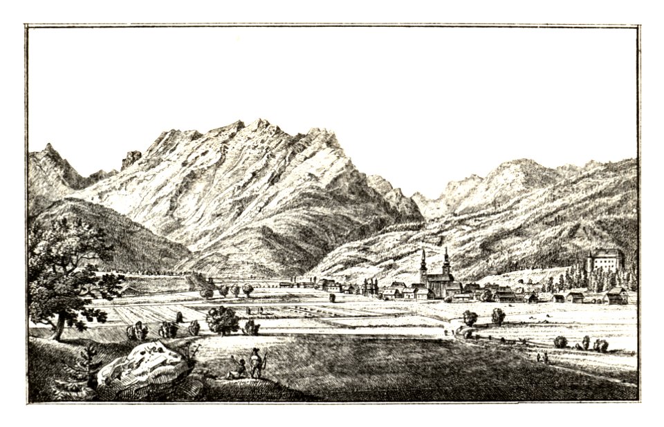 310 Markt Trofaiach - lith. v. Kuwasseg - J.F.Kaiser Lithografirte Ansichten der Steiermark 1830