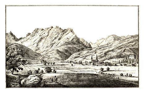 310 Markt Trofaiach - lith. v. Kuwasseg - J.F.Kaiser Lithografirte Ansichten der Steiermark 1830