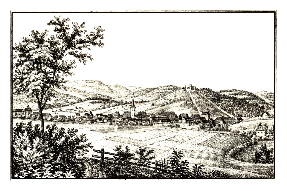 317 Voitsberg - gez. von Alexander Kaiser -J.F.Kaiser Lithografirte Ansichten der Steiermark 1830