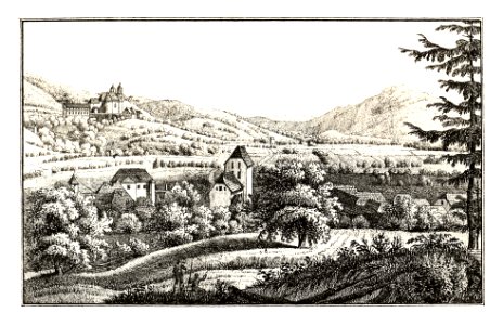 330 Weiz, mit der Kirche Maria am Weizberg - Gez. v. Kuwassegg, lith. v. Folwarczni - J.F.Kaiser Lithografirte Ansichten der Steiermark 1830