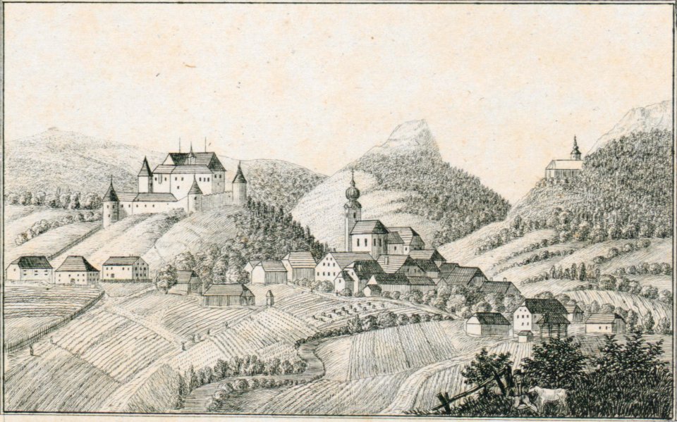 344 Schloß Wöllan — Velenje - J.F.Kaiser Lithografirte Ansichten der Steiermark 1830 (2)