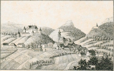 344 Schloß Wöllan — Velenje - J.F.Kaiser Lithografirte Ansichten der Steiermark 1830 (2)