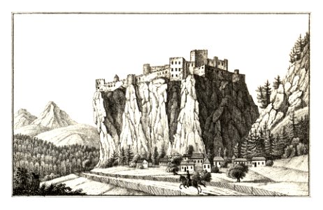 345 Wolkenstein, Ruine, Wörschach - J.F.Kaiser Lithografirte Ansichten der Steiermark 1830