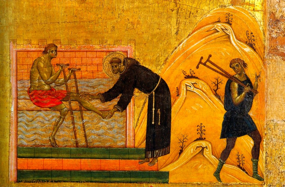 3Giunta Pisano. St. Francisc and six stories from his life. Detail. Ca. 1250-60. Museo San Matteo, Pisa
