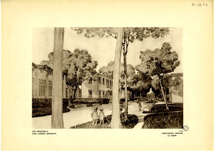39. Ecole d'enseignement primaire; perspective du jardin