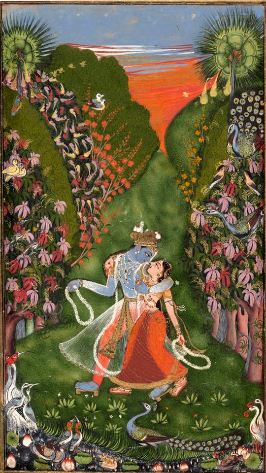 4a1 Radha and Krishna Walk in a Flowering Grove. Kota, 1720, Metmuseum