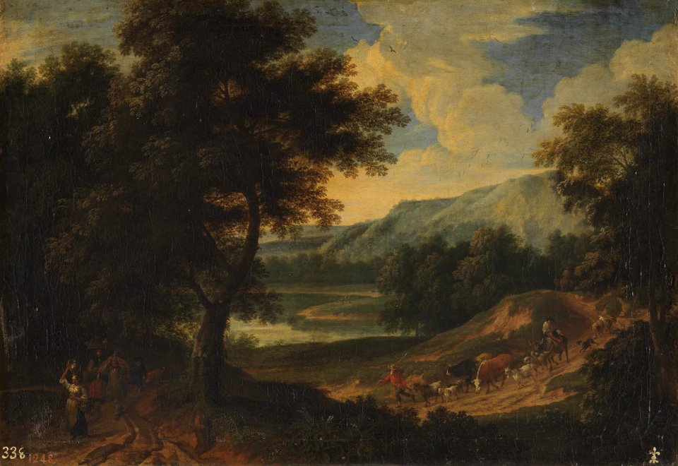 Adriaen Frans Boudewijns - Landscape with shepherds and cattle