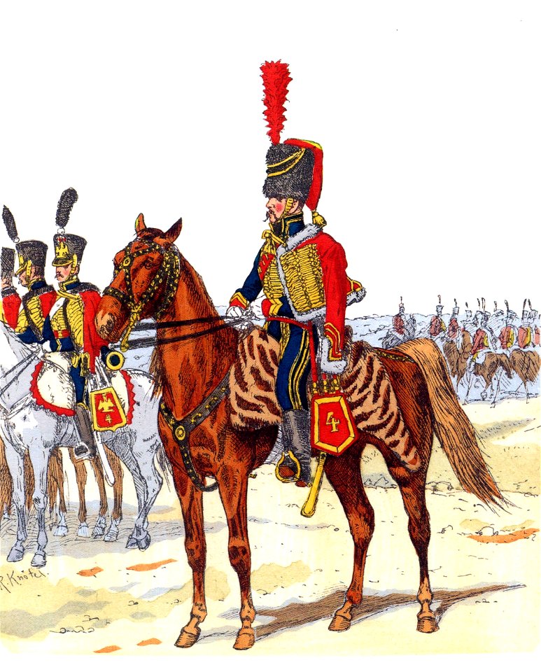 4e régiment de hussards, officier et soldats