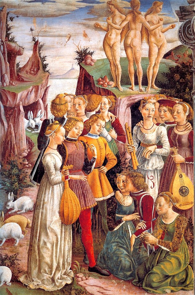 5. Francesco del Cossa, April, detail, fresco, Palazzo Schifanoia 1469-70