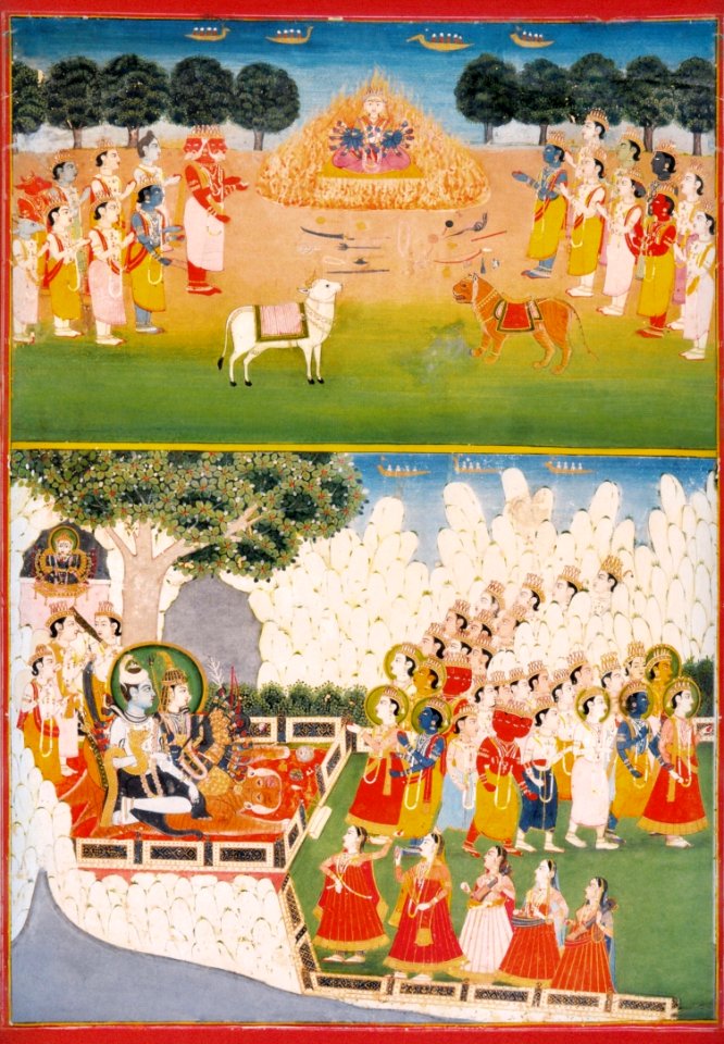 5 Gods offering weapons to Devi. Jaipur, ca. 1800, National Museum New Delhi (2)