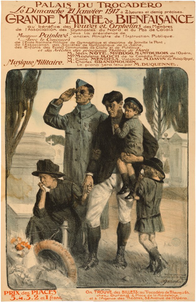 5 Sammlung Eybl Frankreich. Lucian Jonas (1880-1947). Grand Matineé de Bienfaisance (Große Wohltätigkeitsmatinée zugunsten der Witwen und Waisen). 1917. 120 x 80 cm. (Slg.Nr. 590)