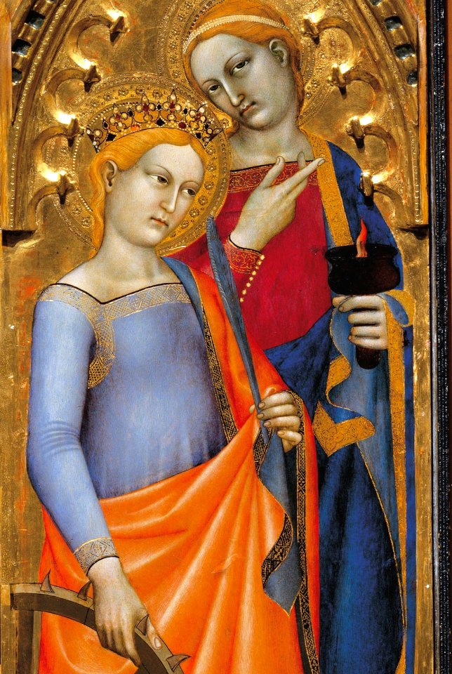 51 Giovanni da Milano. St. Lucy and St. Ecatherina of Alexandria. Ognissanti Polyptych, detail, Uffizi