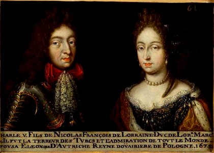 61. Charles V, duc de Lorraine, et son épouse Eléonore de Habsbourg. Free illustration for personal and commercial use.