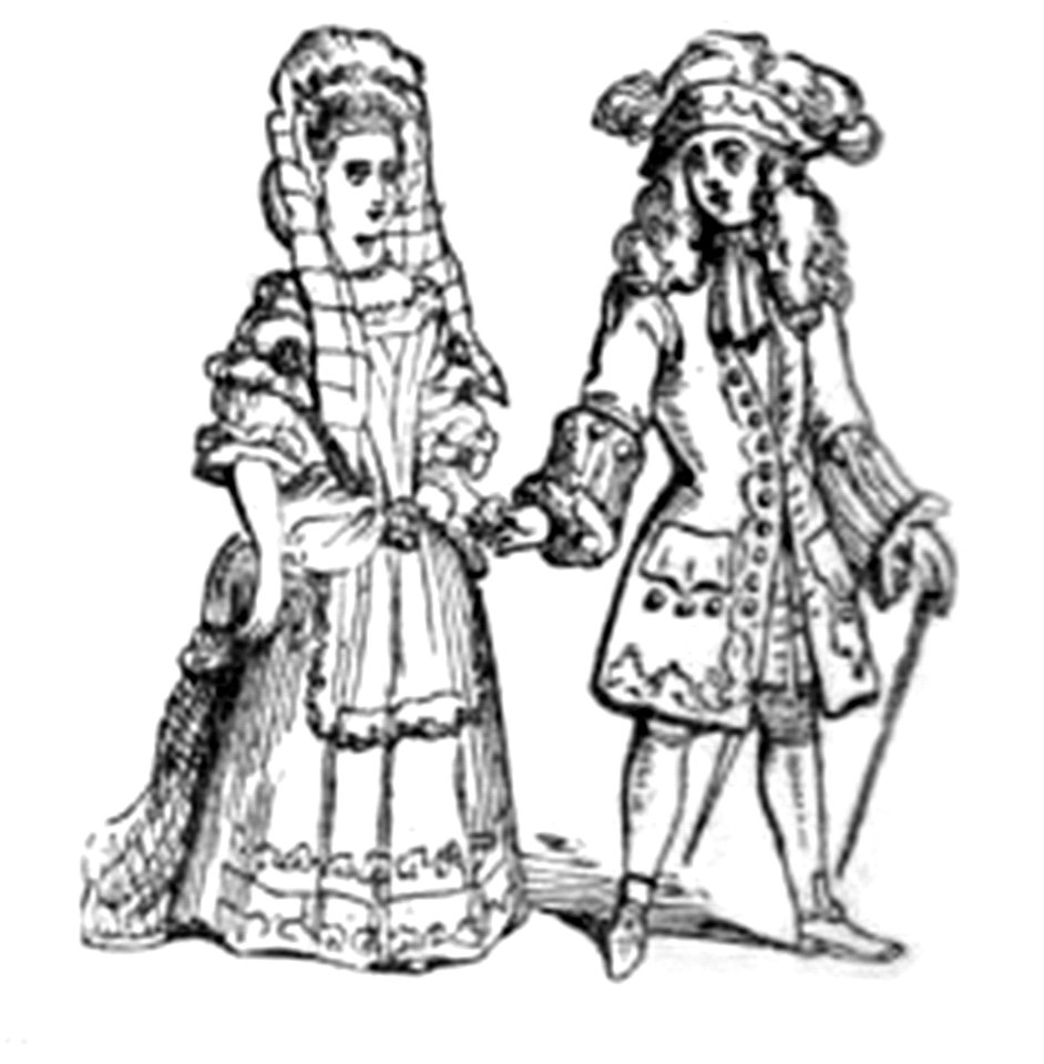 614d COSTUME OF LADY AND GENTLEMAN IN THE TIME OF WM. AND MARY