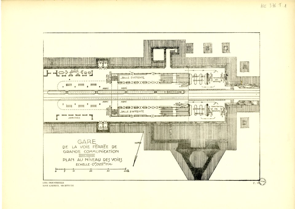 60. Station de la voie ferrée de grande communication, plan au niveau des voies ; échelle 0m005 p. m