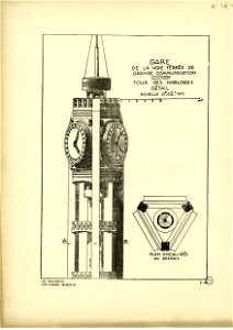 63. Station, détail de la tour des horloges ; échelle 0m02 p. m