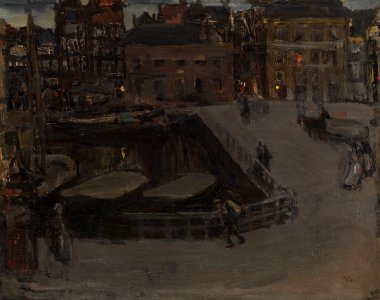 687-Damrak bij avond