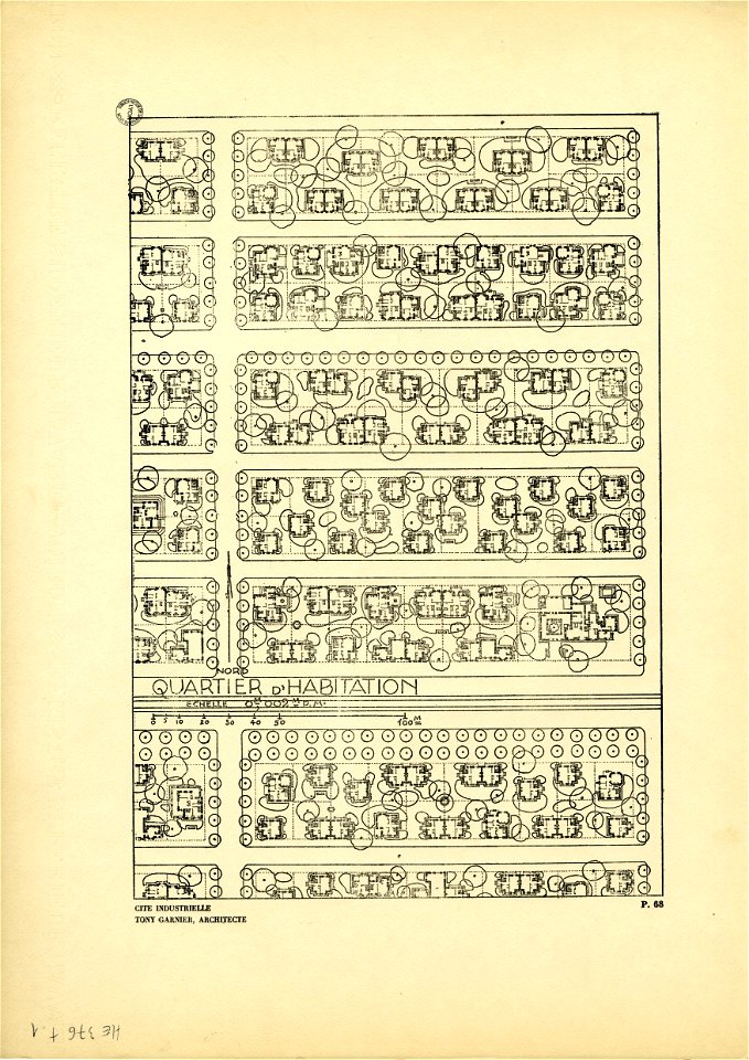 68. Plan d'un quartier d'habitation ; échelle 0m002 p.m