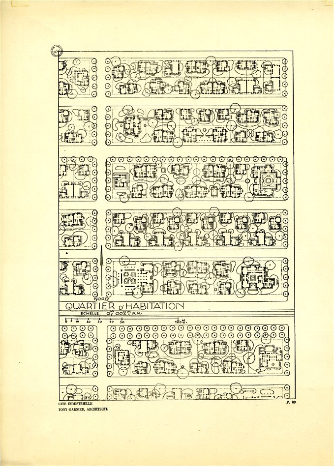 69. Plan d'un quartier d'habitation ; échelle 0m002 p.m