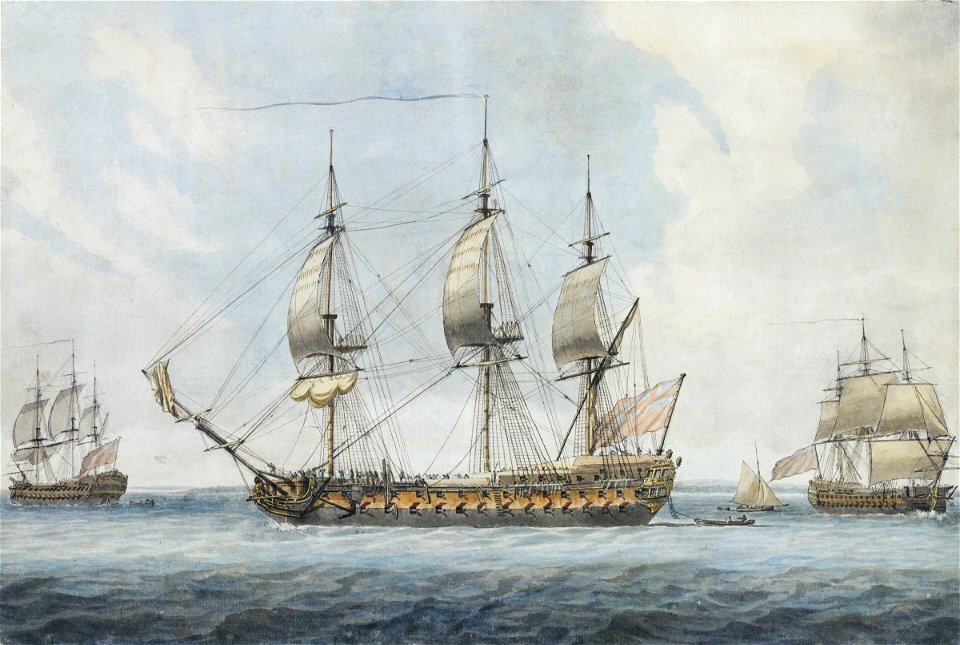 74-Gun Ship in the Solent, circa 1788 RMG PX9682
