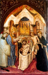 8 Nicolo di Pietro,1413-15. The Saint Augustine Baptized by Saint Ambrose. Pinacoteca, Vatican.