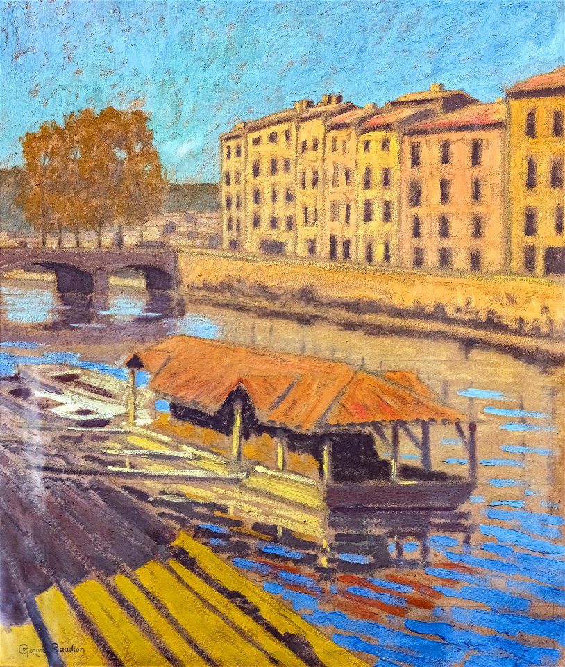 81 - Bateau-lavoir sur les bords de la Nive à Bayonne - Georges Gaudion - Musée du Pays rabastinois inv.D.2012.15.1