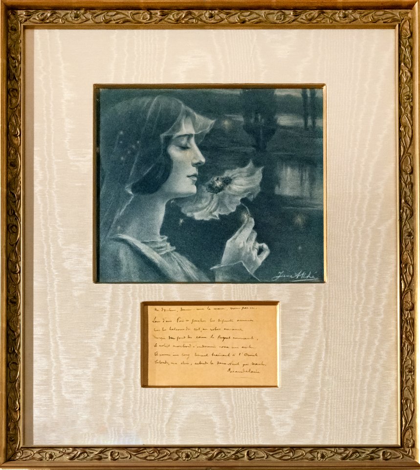81 - Femme aux pavots - Lithographie de Jane Atché - poème autographe de Baudelaire - inv.D.2012.12.1