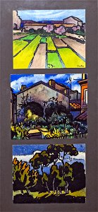81 - 3 aquarelles sur papier - Georges Gaudion - Paysage, Jardin de la maison Boyals à Rabastens, et Rangée d'arbres - inv.D.2011.17.3-5