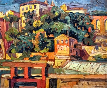 81 - Le moulin et la Castagne à Rabastens - Georges Gaudion - huile sur toile - Musée du Pays rabastinois inv.D.2006.2.1