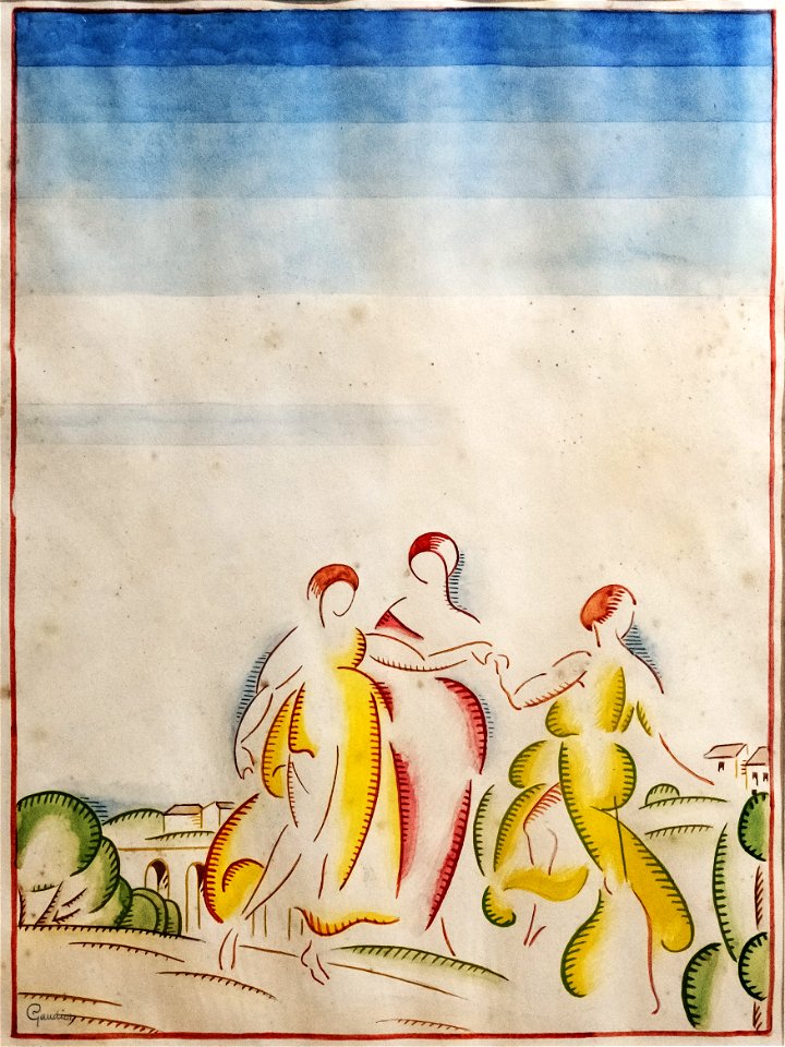 81 - Les trois grâces - Georges Gaudion - Encre et aquarelle sur papier - Musée du Pays rabastinois - inv.D.2008.18.1