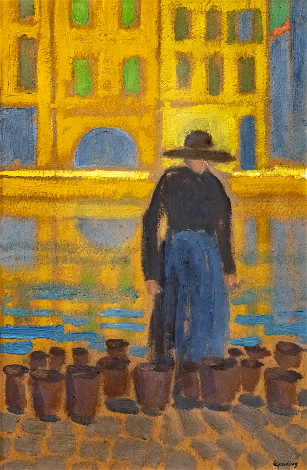 81 - La marchande de pots - Georges Gaudions, 1920 - Huile sur papier - Musée du Pays rabastinois
