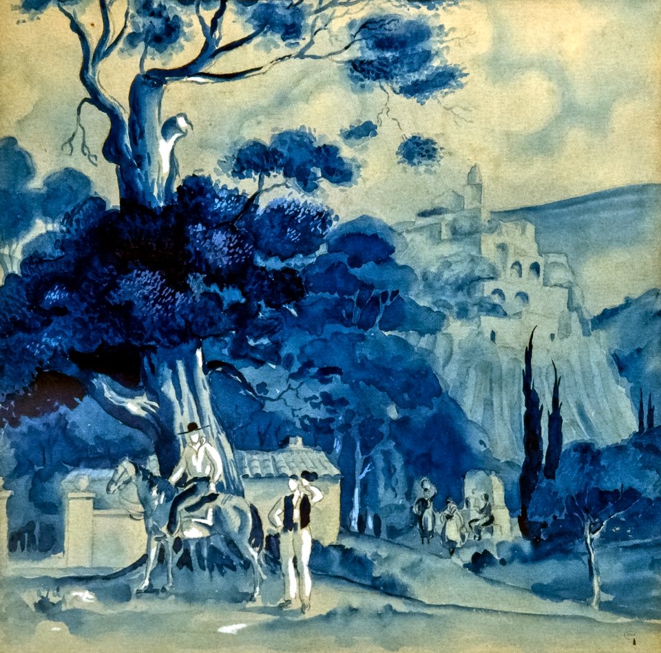 81 - Paysage espagnol - Georges Gaudion - Gouache sur papier - Musée du Pays rabastinois - inv.D.2014.12.1