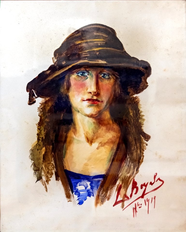 81 - Autoportrait 1919 - Luce Boyals - Gouache sur papier - Musée du Pays rabastinois - inv.2004.1.3
