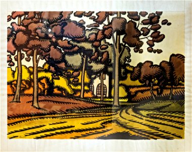 81 - Maison derriere les arbres - Georges Gaudions - Encre et aquarelle sur papier - Musée du Pays rabastinois - inv.D.2005.1.7