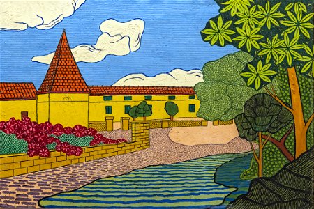 81 - Le domaine de Touny-les Roses à Lagrave - Georges Gaudions - Huile sur toile- Musée du Pays rabastinois - inv.D.2006.15.1