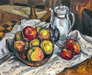 81 - Nature morte aux pommes - Georges Gaudion - huile sur toile - Musée du Pays rabastinois