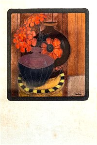81 - Vase aux zinnias rouges - Georges Gaudion - Aquarelle sur papier - Musée du Pays rabastinois - inv.D.2013.17.8