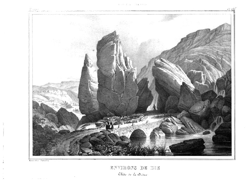 841 album dauphiné, environs de Die, chute de la Drome, by AD